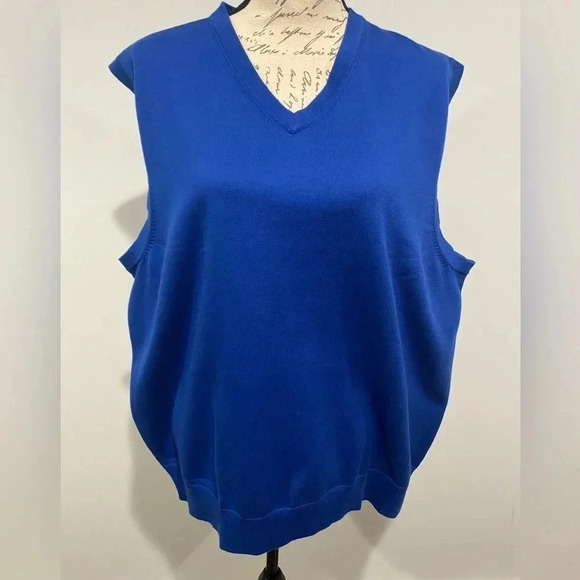 Lands End 100% Supima Cotton Sweater Vest. Royal Blue. Size XL 46-48. NWT - Picture 1 of 6
